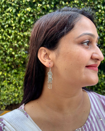 Aavart Silver Earrings