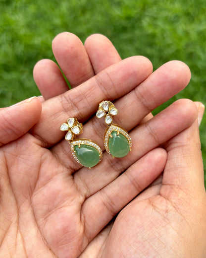 Nigar Green Onyx Silver Earrings