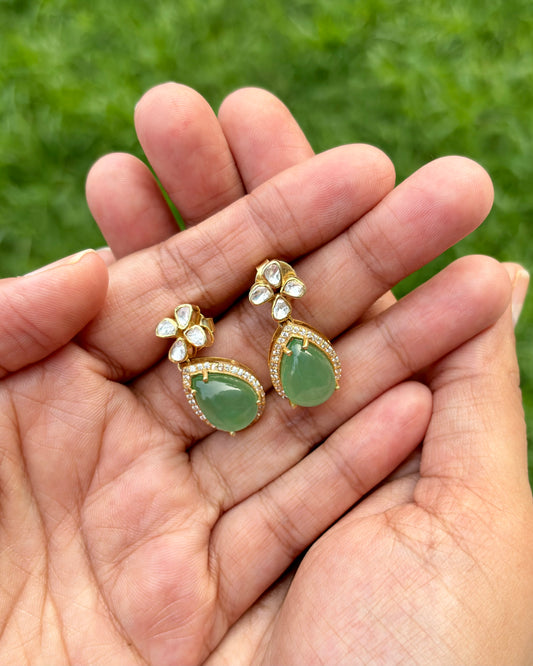 Nigar Green Onyx Silver Earrings