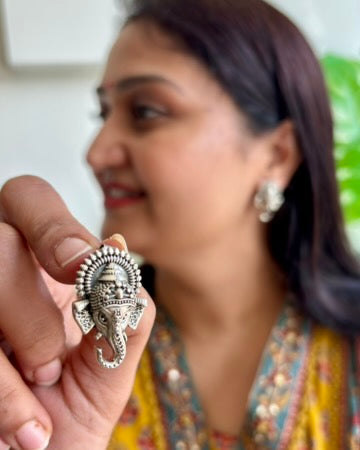 Vakratunda Silver Stud Earrings