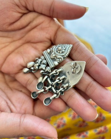 Nihira Jali Silver Earrings