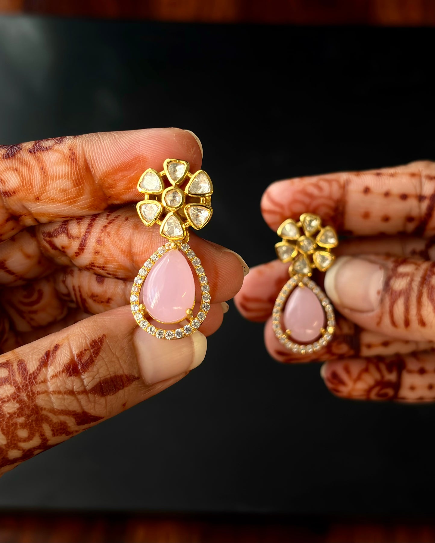 Nigar Rose Quartz Silver Earrings