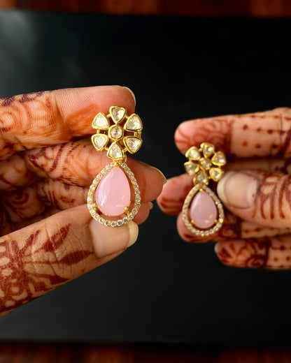 Nigar Rose Quartz Silver Earrings