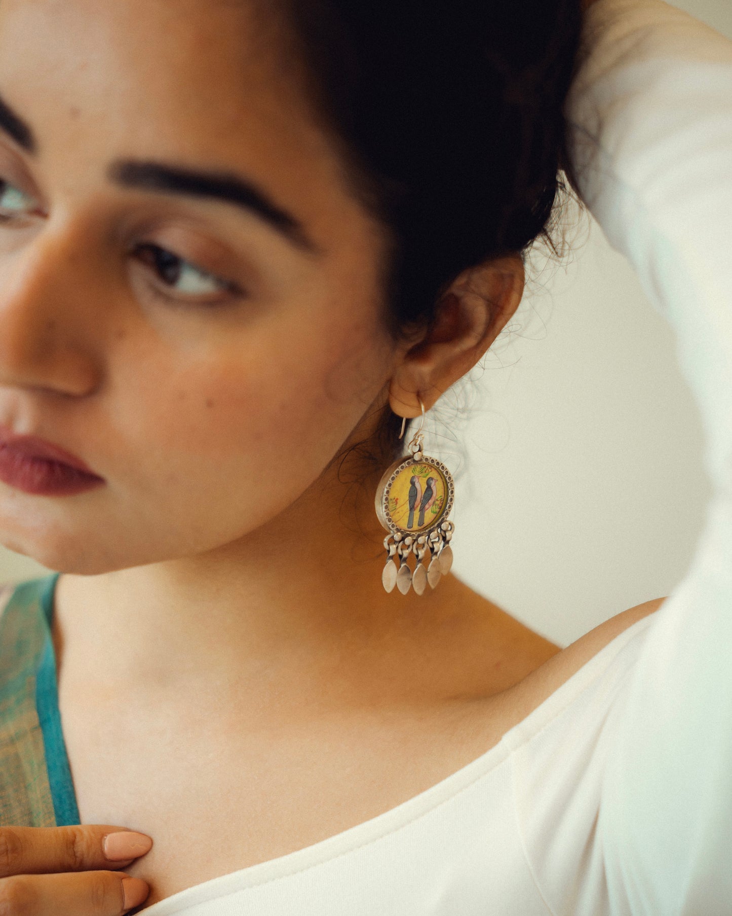 Jugni Songbird Miniature Silver Earrings