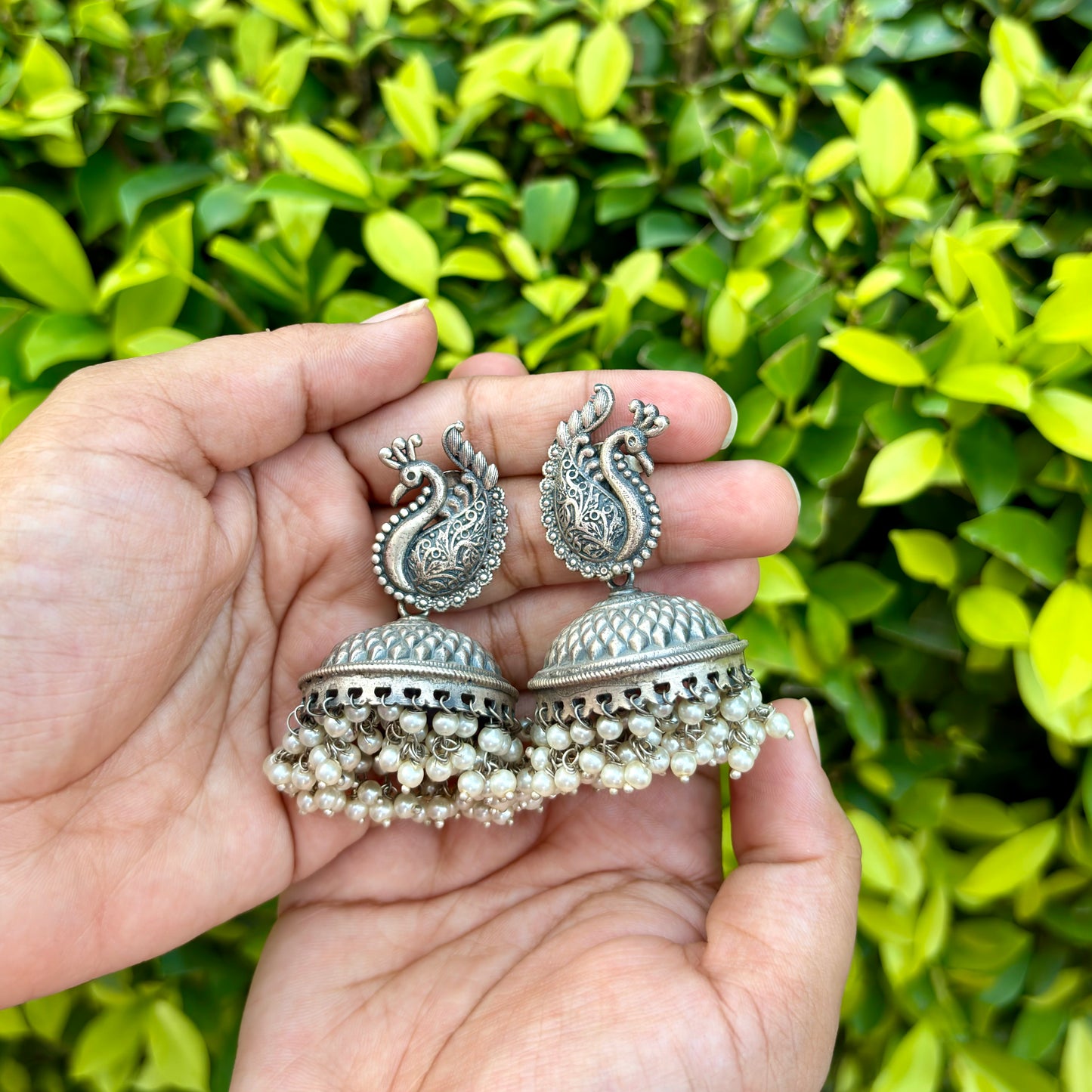 Mrinmayi Silver Antique Jhumkas