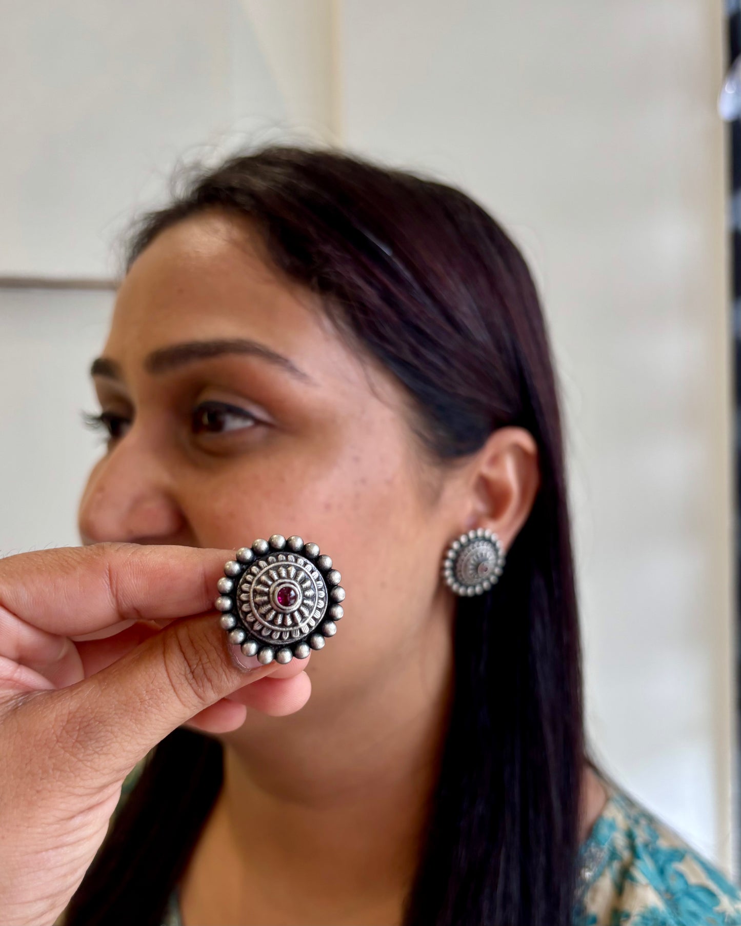 Amulya Dome Silver Stud