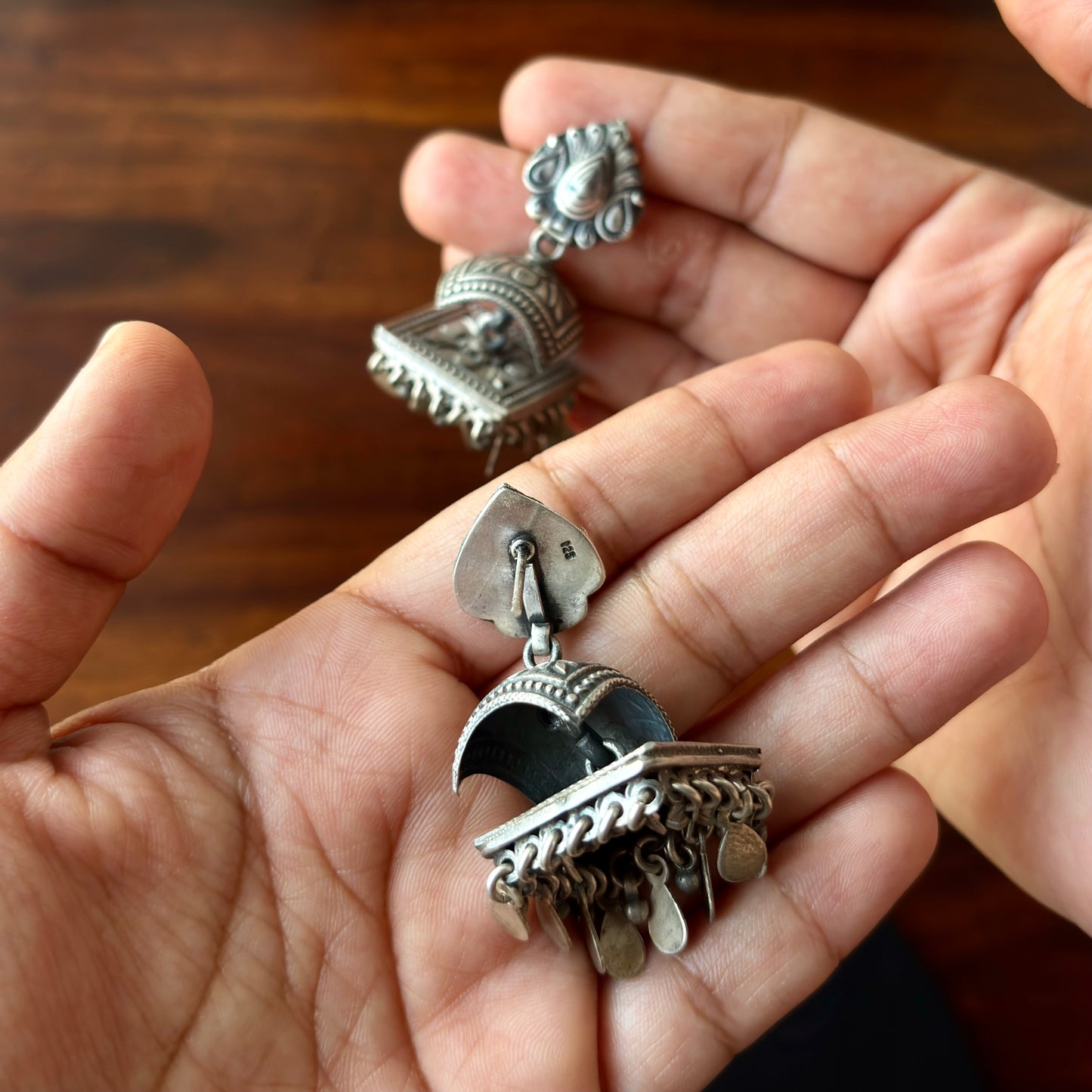 Jharna Tribal Dhun Chime Silver Jhumkas