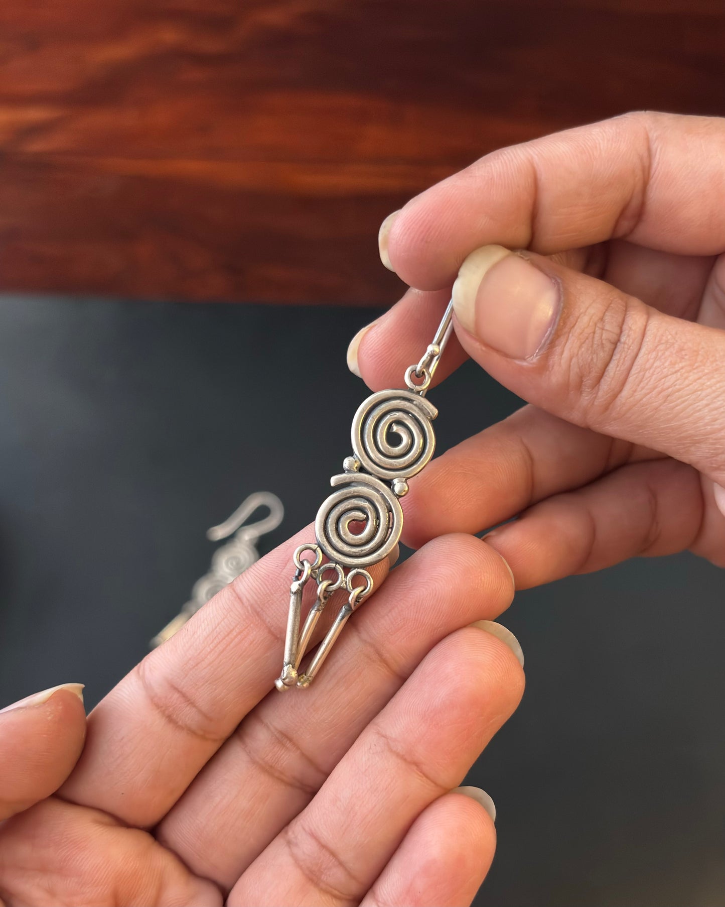 Aavart Silver Earrings