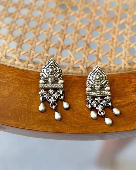 Nihira Jali Silver Earrings