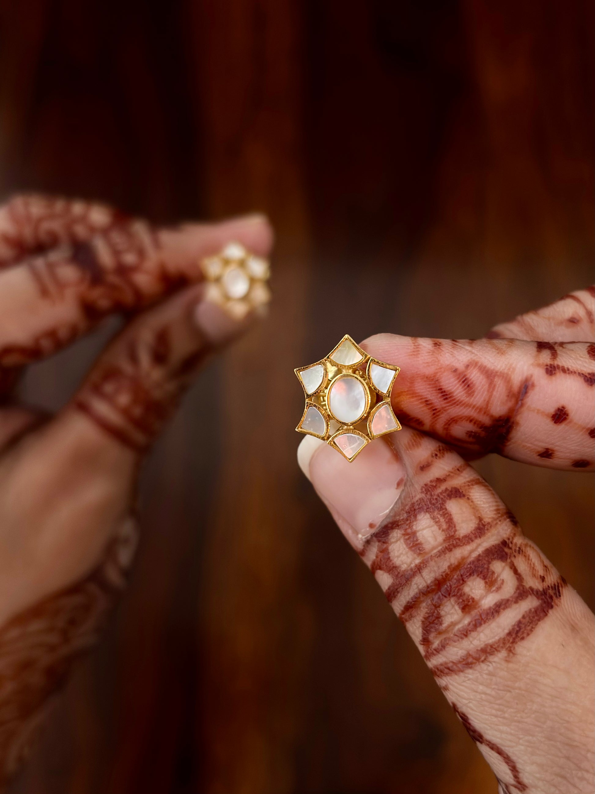 gold plated silver earrings with Mother of Pearls