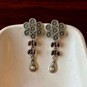 Gul Noor Threads Silver Danglers