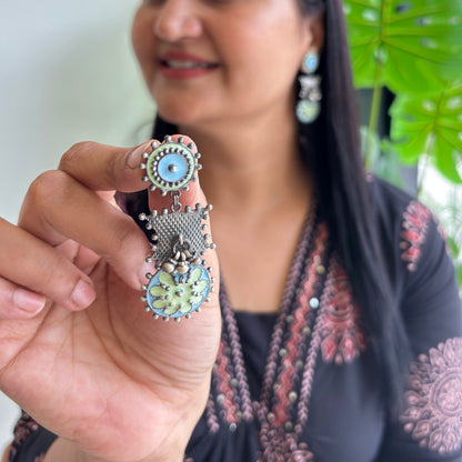 Pranavi Enamel-SIlver Earrings
