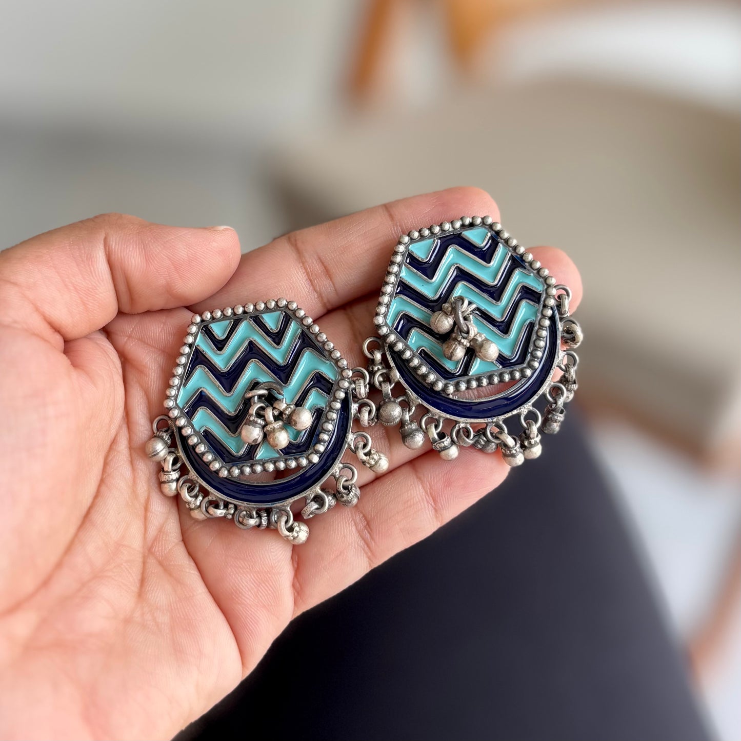 Banjari Enamel-Silver Earrings