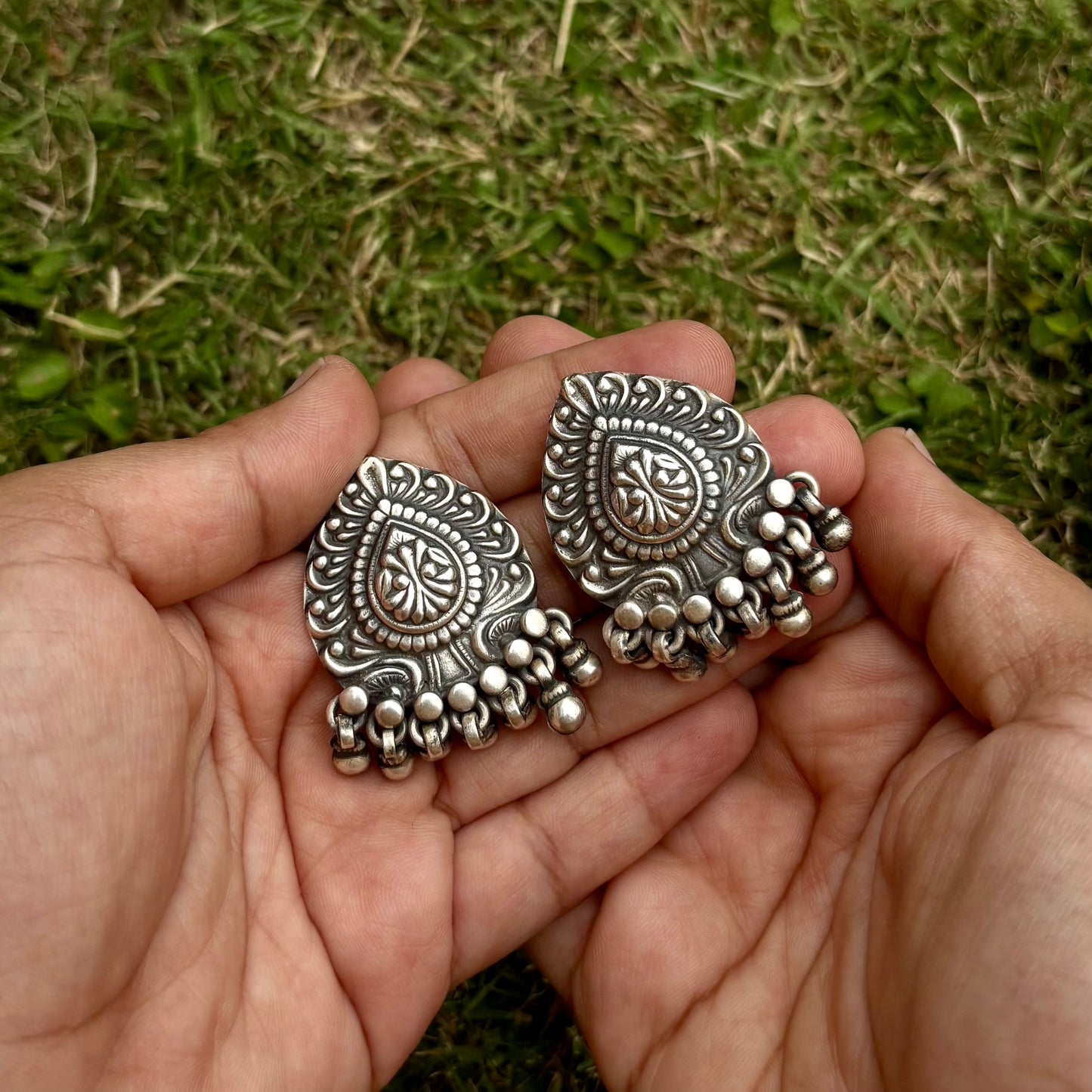 Mandala Bells Silver Studs
