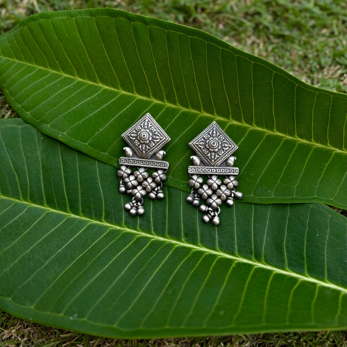 Aranya Bloom Jali Silver Earrings
