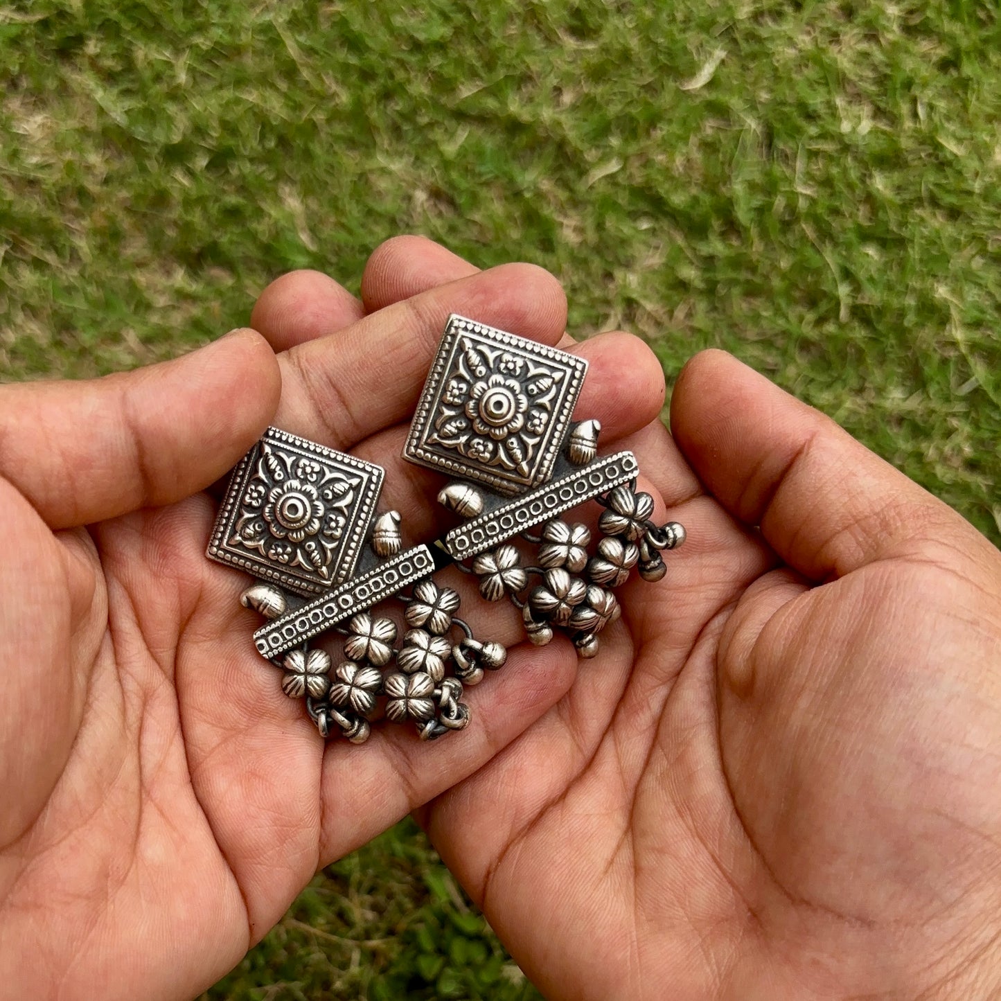 Aranya Bloom Jali Silver Earrings