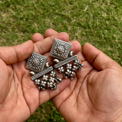 Aranya Bloom Jali Silver Earrings