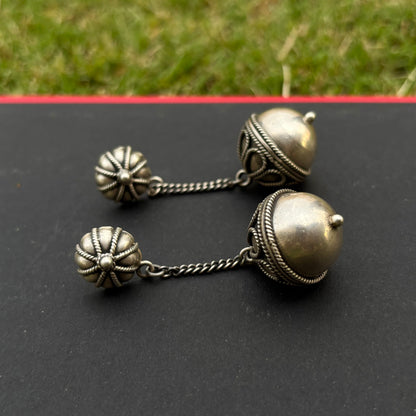 Ambar Orb Silver Thread Danglers