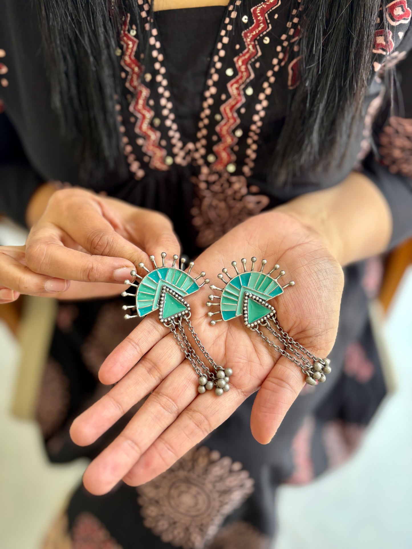 Udyati Enamel-Silver Earrings