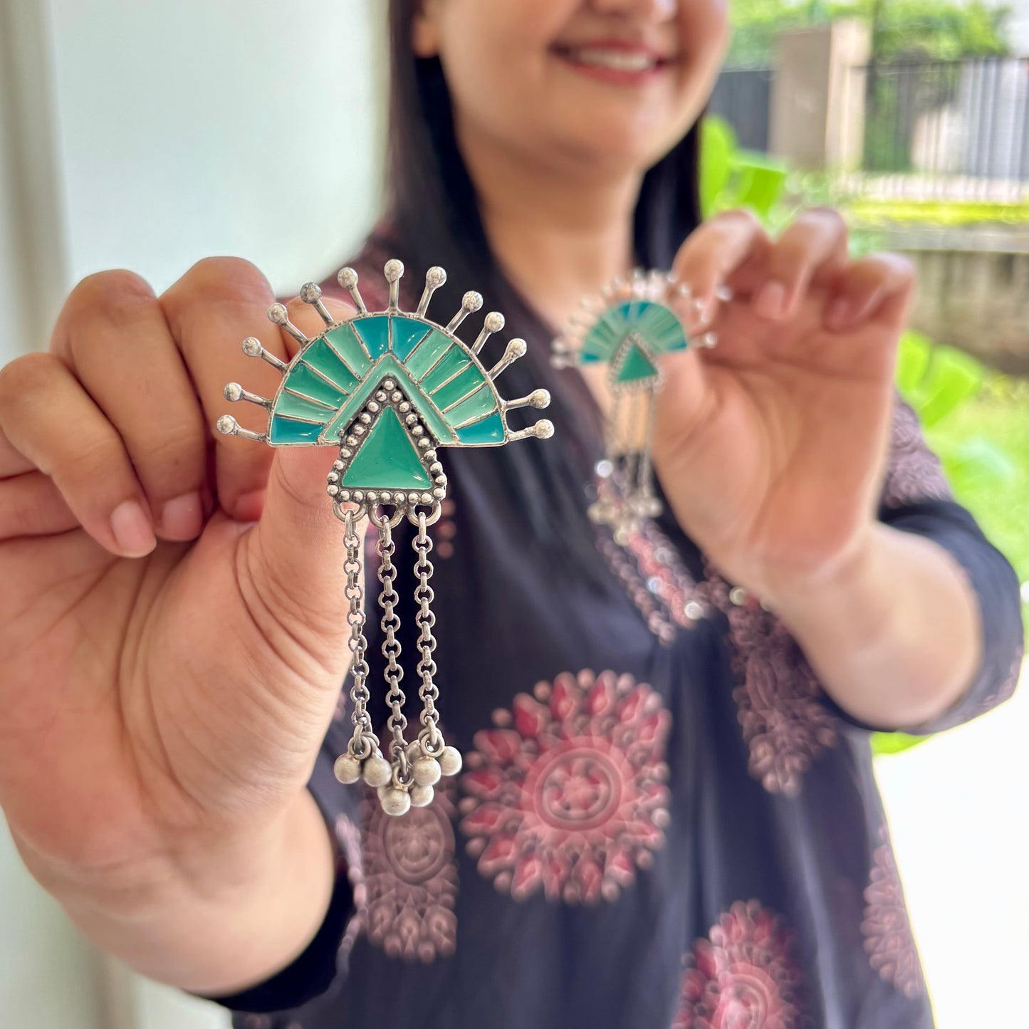 Udyati Enamel-Silver Earrings