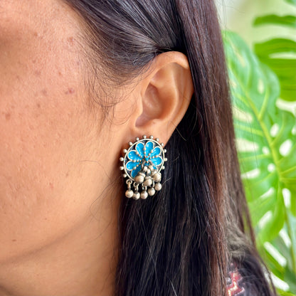 Mridula Enamel-Silver Earrings