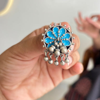 Mridula Enamel-Silver Earrings