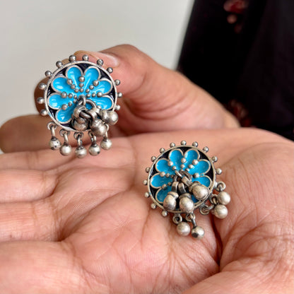Mridula Enamel-Silver Earrings