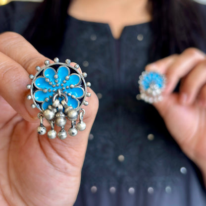 Mridula Enamel-Silver Earrings