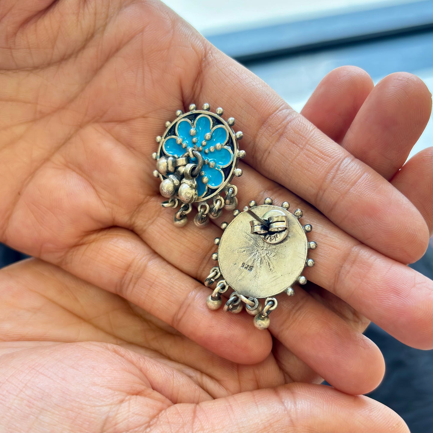 Mridula Enamel-Silver Earrings
