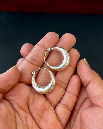 Joha Halfmoon Silver Hoops