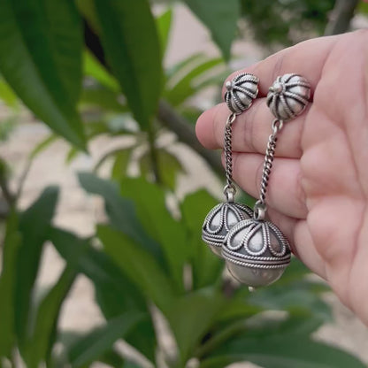 Ambar Orb Silver Thread Danglers
