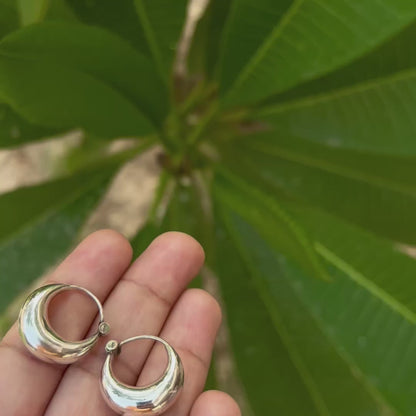 Joha Halfmoon Silver Hoops
